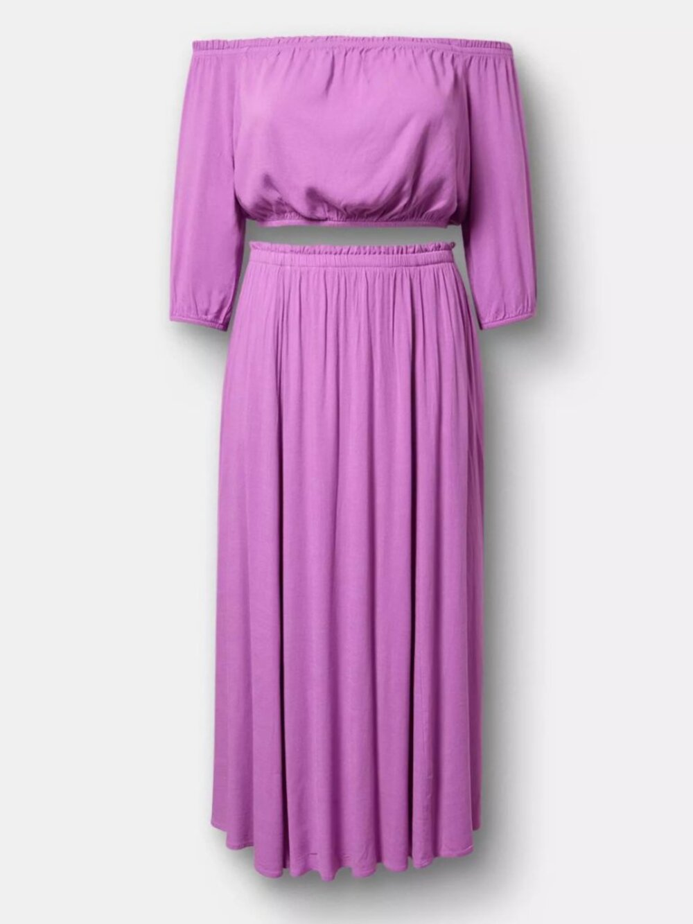 OWO Torrid Off Shoulder Maxi Skirt Set Purple 2 Piece Size 2 Plus Boho Crop Set